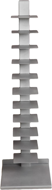 SEI Furniture 11- shelf Metal Spine Book Tower, Silver - LeafyLoom