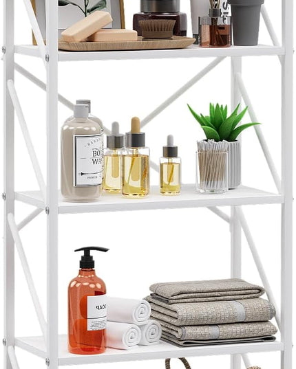 5 Tiers Bookshelf, Tall Bookcase,Classically Modern White Bookshelf Storage Organizer, Industrial Book Storage Rack,Open Shelving Wood Large Modern Bookshelf for Living Room/Bedroom/Home/Office, White - LeafyLoom