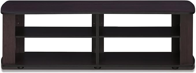 Furinno Nelly Entertainment Center TV Stand, Short 43.3"(W) x13.4(H) x13.1(D), Dark Walnut - LeafyLoom
