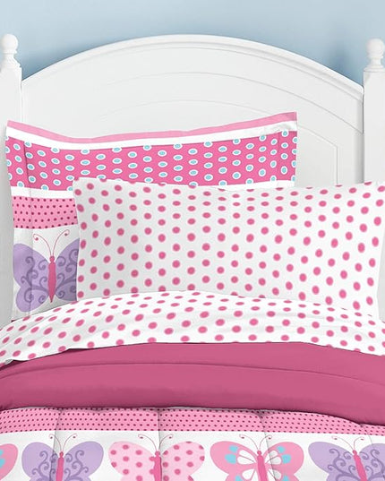 Dream Factory Butterfly Dots Ultra Soft Microfiber Girls Comforter Set, Pink, Twin - LeafyLoom