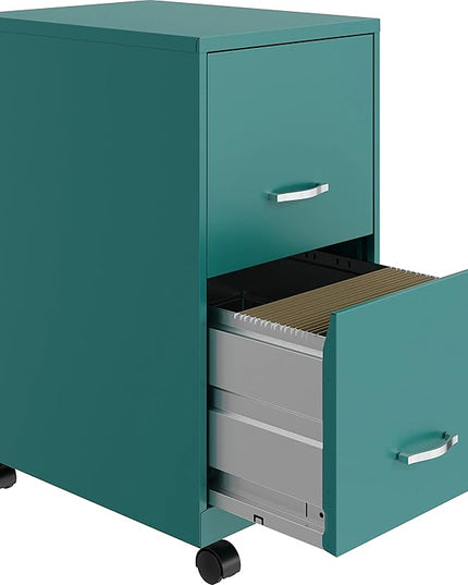 LYS SOHO File/File Mobile Cabinet, Teal - LeafyLoom