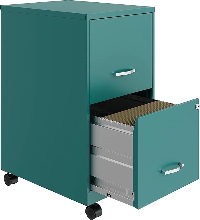 LYS SOHO File/File Mobile Cabinet, Teal - LeafyLoom