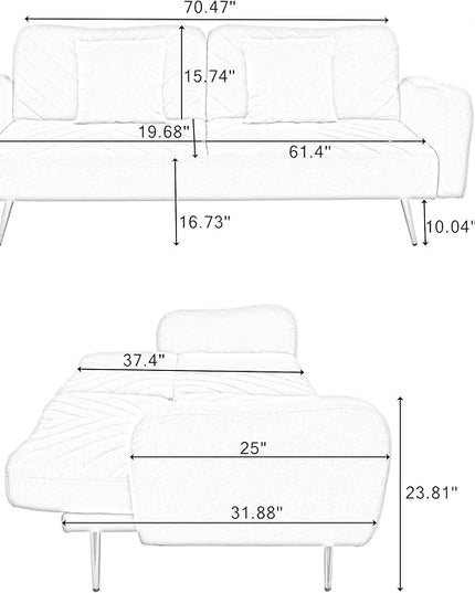 NicBex Sectional Couch Sofa with 2 Throw Pillows Sofa Bed Cloud Couch for Living Room Furniture Sets with Adjustable Back, Modular Sofa for Living Room, Bedroom, Apartment,70.47" L, Green - LeafyLoom