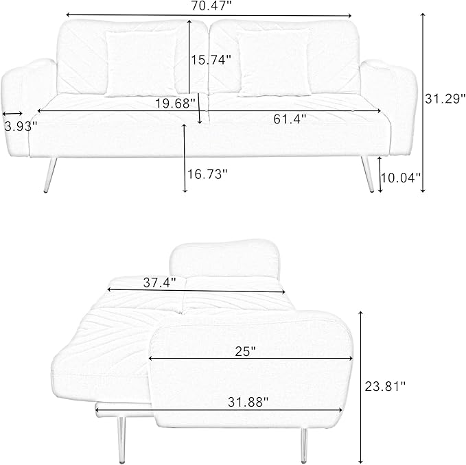 NicBex Sectional Couch Sofa with 2 Throw Pillows Sofa Bed Cloud Couch for Living Room Furniture Sets with Adjustable Back, Modular Sofa for Living Room, Bedroom, Apartment,70.47" L, Green - LeafyLoom