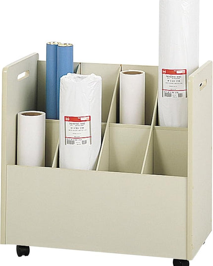 Safco Products 3045 Mobile Roll File, 8 Compartment, Putty - LeafyLoom