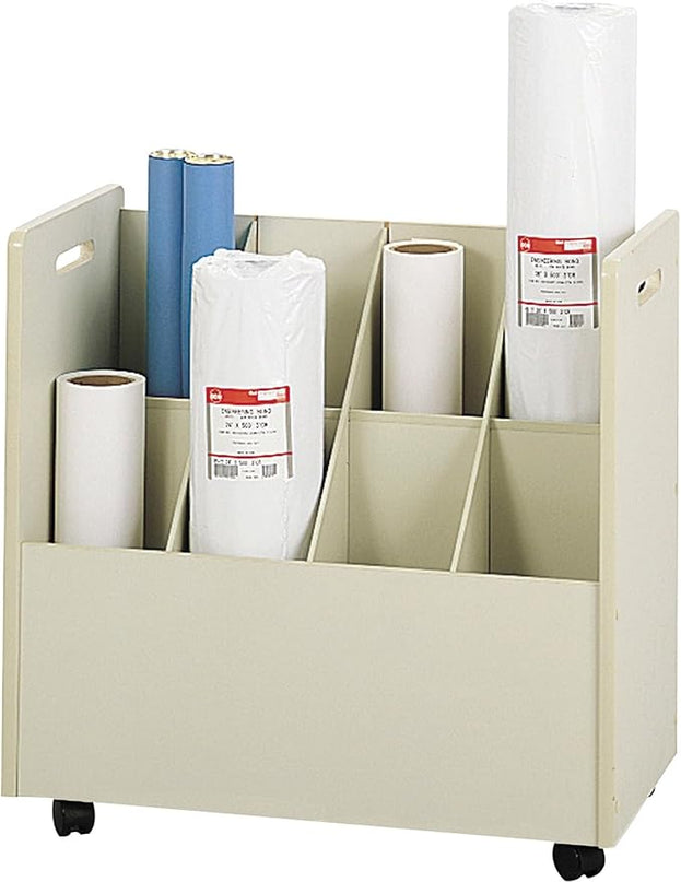 Safco Products 3045 Mobile Roll File, 8 Compartment, Putty - LeafyLoom