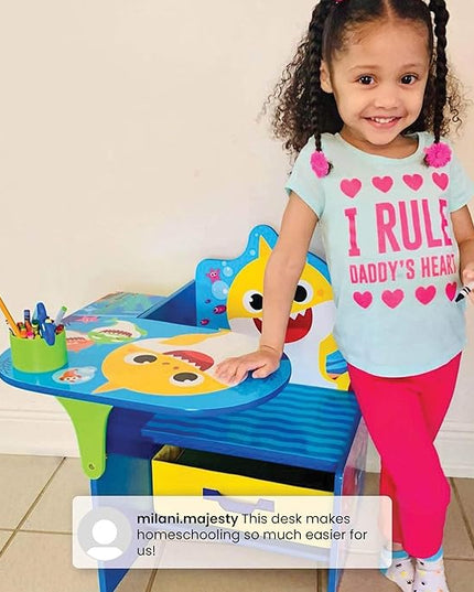 Baby Shark Chair Desk with Storage Bin - Ideal for Arts & Crafts, Snack Time, Homeschooling, Homework & More by Delta Children - LeafyLoom
