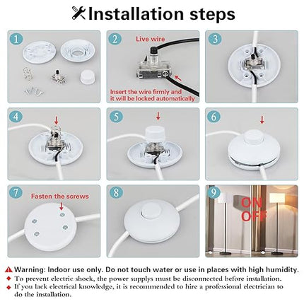 1Pcs Floor Lamp Foot Switch, White Foot Pedal Switch, Round Floor Lamps Foot Inline Switch, Step ON Off Spring Push Button, for Foot Pedal Control Replacement Floor Lamp Extension Cord Parts - LeafyLoom