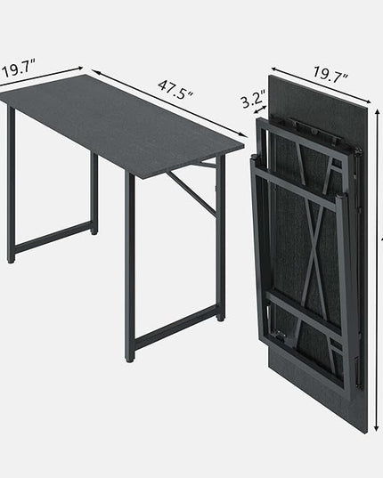47 Inch Foldable Computer Desk, Folding Space-Saving Home Office Table, Study Writing Gaming Workstation for Small Space, No Assembly Needed,Black - LeafyLoom