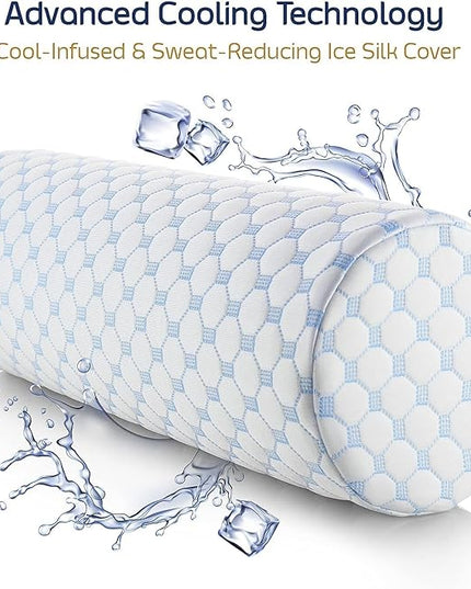 Nestl Neck Roll Pillow for Sleeping – FIRM Neck Pillow for Pain Relief - Premium Memory Foam Neck Roll Pillow – Bolster Pillow for Sleeping with Breathable Cooling Cover – FIRM Cylinder Neck Pillow - LeafyLoom