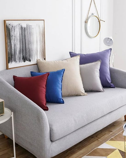 Jeanerlor Set of 2 Decorative Cotton Linen Couch 26"x26" Throw Pillow Case for Sofa Durable Classy, Comfortable Cushion Cover for Party/Wedding(65 x 65cm) Light Linen - LeafyLoom