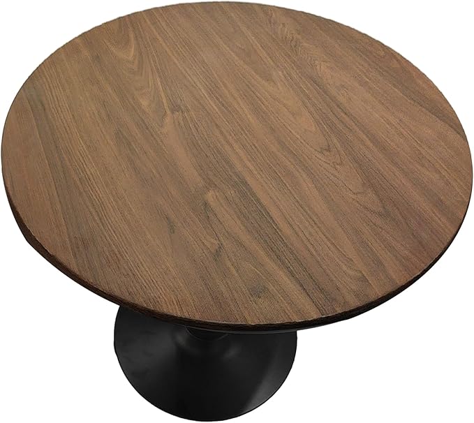 NicBex 31.5Inch Round Dining Table,Minimalist Kitchen Table with MDF Walnut Tabletop and Pedestal Base for 2 to 4,Leisure Coffee Table for Kitchen,Small Space and Living Room,Space-Saving,Walnut+Black - LeafyLoom