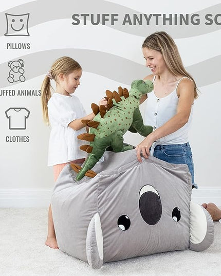 Aubliss Stuffed Animal Storage Bean Bag Chairs for Kids, Velvet Extra Soft Beanbag Chair Cover, X-Large Stuffable Zipper Bean Bag for Organizing Plush Toys Boys Girls, Koala - LeafyLoom
