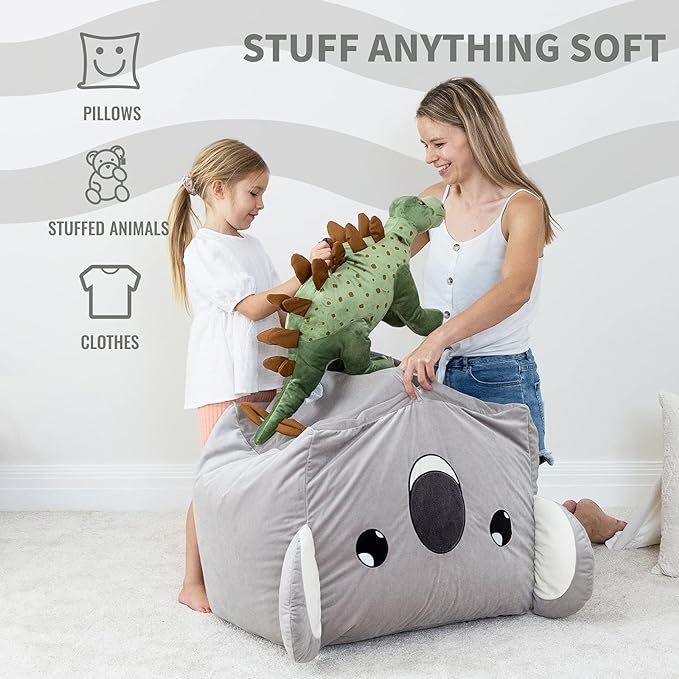 Aubliss Stuffed Animal Storage Bean Bag Chairs for Kids, Velvet Extra Soft Beanbag Chair Cover, X-Large Stuffable Zipper Bean Bag for Organizing Plush Toys Boys Girls, Koala - LeafyLoom
