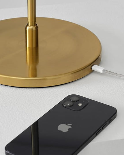 Brightech Libra LED Table Lamp - Contemporary Minimalist Thin Compact Desk Lamp - Adjustable Pivoting LED Head with Built-in Dimmer and Color Changing LED - Brass - LeafyLoom