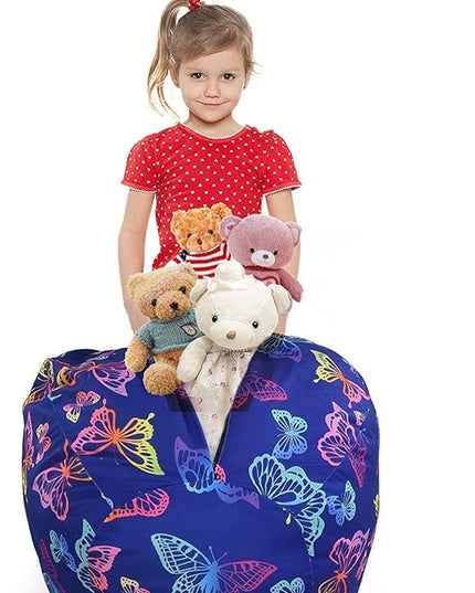 KABOER Bean Bag Cover for Kids,200L Stuffed Animal Storage Bean Bag Chair Cover |Stuffable Zipper Beanbag for Organizing Children Soft Plush Toys (32x29inch) - LeafyLoom