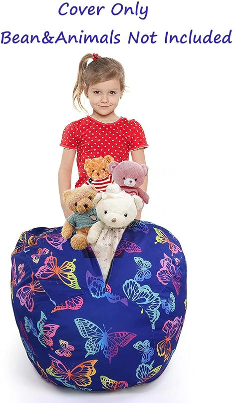 KABOER Bean Bag Cover for Kids,200L Stuffed Animal Storage Bean Bag Chair Cover |Stuffable Zipper Beanbag for Organizing Children Soft Plush Toys (32x29inch) - LeafyLoom
