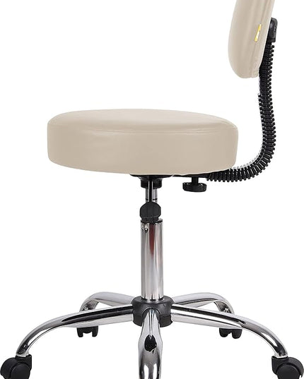 Boss Office Products Be Well Medical Spa Stool with Back in Beige - LeafyLoom