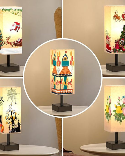 aooshine Beige Small Table Lamp for Bedroom, Minimalist Night Stand Light Lamp for Nightstand, Desk Reading Lamp for Kids Room - LeafyLoom