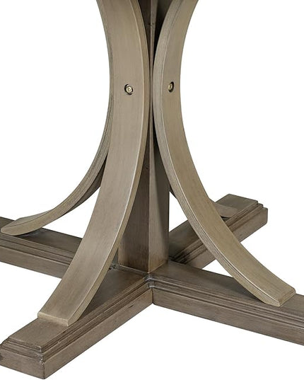 Retro Round, 5-Piece Kitchen Table Set for 4-Features Curved Trestle Legs and 4 Upholstered Chairs-Effortless Style for Your Dining Space, Taupe - LeafyLoom
