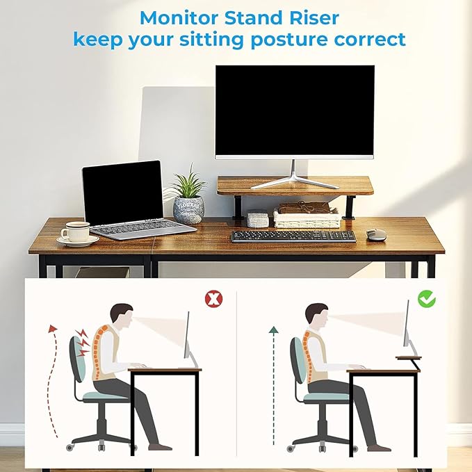 GreenForest Computer Desk with Monitor Stand,39 inch Small Desk with Reversible Storage Shelve,Home Office Work Desk for Small Spaces,Easy Assembly,Walnut - LeafyLoom