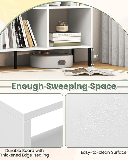 LOKO 6 Cube Bookcase, 3-Tier Floor Open Bookshelf with 5 Metal Legs, Cube Storage Organizer with Adjustable Shelves, Modern Display Shelving for Living Room, Study, Bedroom, Office (white) - LeafyLoom