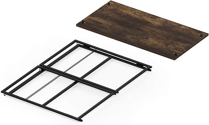 Furinno Riau No Tool/No Assembly/Folding Metal Frame Computer Desk, Rustic Oak/Black, 39 Inch - LeafyLoom