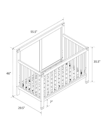 Baby Relax Miles 5-in-1 Convertible Crib for Nursery, Soft Gray - LeafyLoom