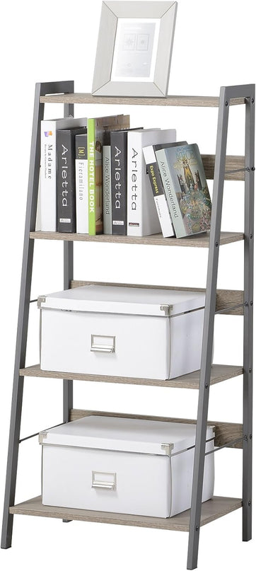 Signature Design by Ashley Soho Modern Home Office Desk & 4-Shelf Bookcase Set, Reclaimed Wood - LeafyLoom