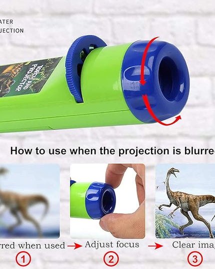 Georgie Porgy Children Projector Toys Educational Science Set Wall Ceiling Tent Torch Flashlight for Kids Gifts for Boys Girls with 2pcs Tattoo Stickers (Dinosaur + Wild Animal) - LeafyLoom