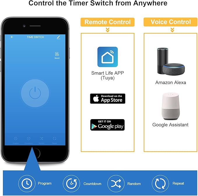 SURAIELEC WiFi Pool Timer, 40 AMP, 1HP 120V, 2HP 240V, Outdoor Indoor Smart Switch, Heavy Duty Pool Controller Light Timer Box for Pump, Water Heater, Spa, Powerful Electrical Appliances SURAIELEC
