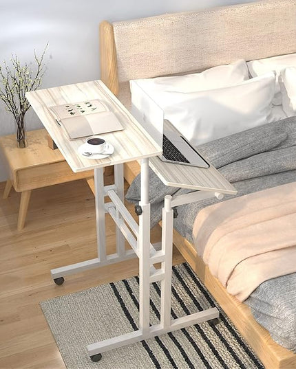 soges 23.6inches Height Adjustable Desk Laptop Desk on The Wheels, Rolling Stand Up Desk Computer Desk Adjustable Standing Desk Sit and Stand Desk Portable Laptop Table, Beige - LeafyLoom