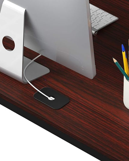 SHW Home Office 55"x60" Large L Shaped Corner Desk, 24" Deep, Cherry - LeafyLoom