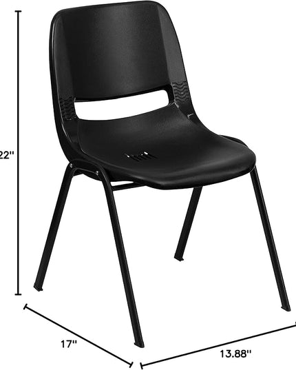 Flash Furniture HERCULES Series 440 lb. Capacity Kid's Black Ergonomic Shell Stack Chair with Black Frame and 12" Seat Height, Set of 1 - LeafyLoom