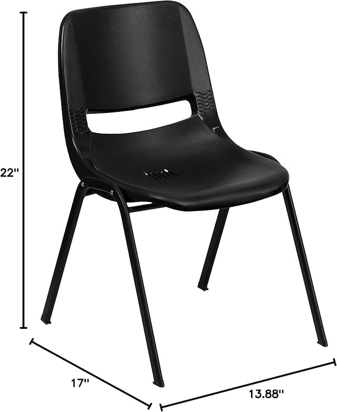 Flash Furniture HERCULES Series 440 lb. Capacity Kid's Black Ergonomic Shell Stack Chair with Black Frame and 12" Seat Height, Set of 1 - LeafyLoom
