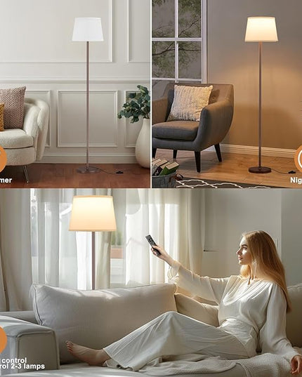 【Upgraded】 Floor Lamps for Living Room, Modern Floor Lamp with Remote Control, Dimmable Colors Temperature Standing Lamp Foot Switch, 9W Bulb Tall Lamps for Bedroom Office Kid Room - Brown - LeafyLoom