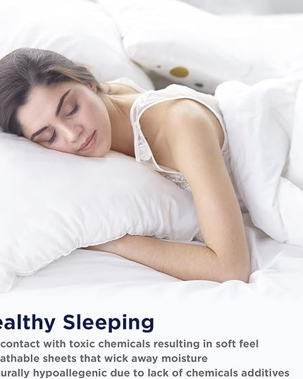 LANE LINEN 100% Egyptian Cotton Bed Sheets - 1000 Thread Count 4PC Queen Sheets Set, Long Staple Cotton Bedding Sheets, Sateen Weave, Luxury Hotel Sheets, Deep Pocket, Swiss Dot - French Blue - LeafyLoom