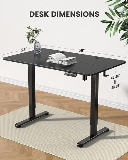 ErGear Height Adjustable Electric Standing Desk, 55 x 28 Inches Sit Stand up Desk, Memory Computer Home Office Desk (Black) - LeafyLoom