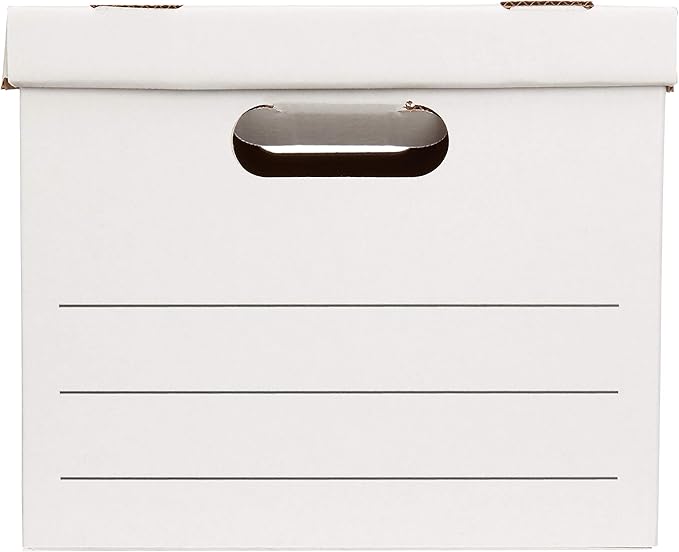 Amazon Basics Storage and Filing Boxes With Lid and Handles, Legal/Letter Size, Basic Duty, Pack of 20, White, 16.2" L x 12.5" W x 10.5" H - LeafyLoom