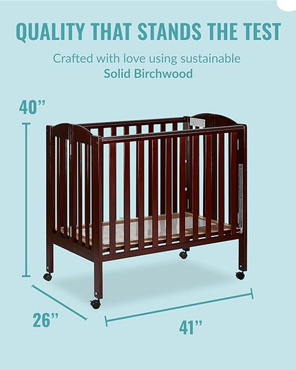 3-in-1 Portable Folding Crib Bundle with Sunset Extra Firm Fiber Mini Crib Mattress, 41x26x40 Inch and 38x24x3 Inch - LeafyLoom