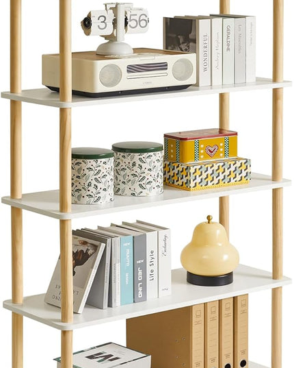 IBUYKE 5-Tier Wooden Open Bookcase - Modern Freestanding Bookshelf Storage Organizer,Standing Shelf Units,Multifunctional Display Stand for Bedroom, Living Room & Home Office,White WBC005W - LeafyLoom