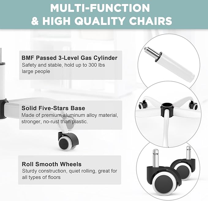 Mimoglad Office Chair, High Back Ergonomic Desk Chair with Adjustable Lumbar Support and Headrest, Swivel Task Chair with flip-up Armrests for Guitar Playing, 5 Years Warranty - LeafyLoom