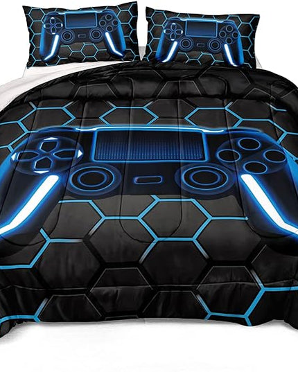 Boys Comforter Set,Gaming Bedding for Kids Teen,Game Console Comforter Set for Gamer Room Decor(comforter-Game41,Full) - LeafyLoom
