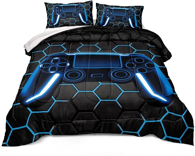 Boys Comforter Set,Gaming Bedding for Kids Teen,Game Console Comforter Set for Gamer Room Decor(comforter-Game41,Full) - LeafyLoom