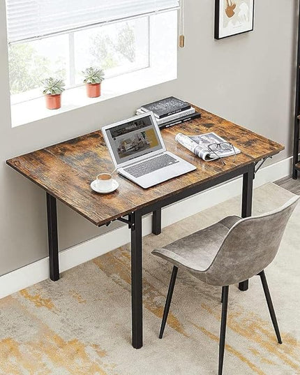 VASAGLE Folding Dining Table, Drop Leaf Extendable, for Small Spaces, Seats 2-4 People, Industrial, 33.3 x 30.7 x 30 Inches,Brown - LeafyLoom