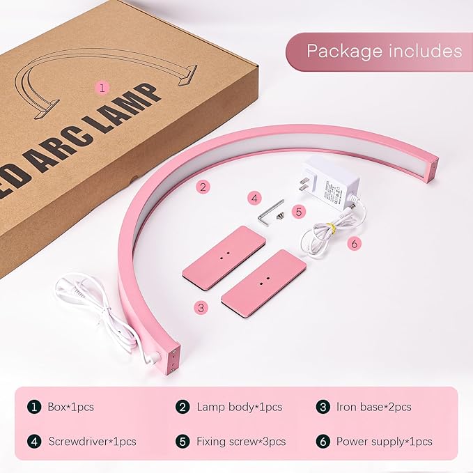 mcwdoit ech, Half Moon Desk Lamp for Lash Eyelash Extensions, Manicure, Tattoo, Eyebrows, Adjustable Brightness 3 Color Temperature 3000k‑6500k - LeafyLoom