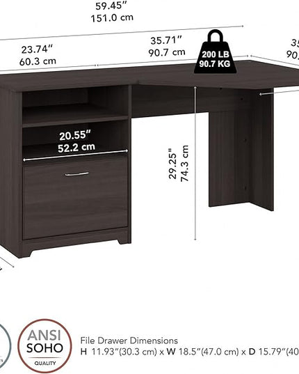 Bush Furniture Cabot Corner Desk, Heather Gray (WC31715K) - LeafyLoom