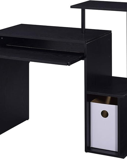 Acme Lyphre Wooden Rectangle Top Computer Desk with Keyboard Tray in Black - LeafyLoom