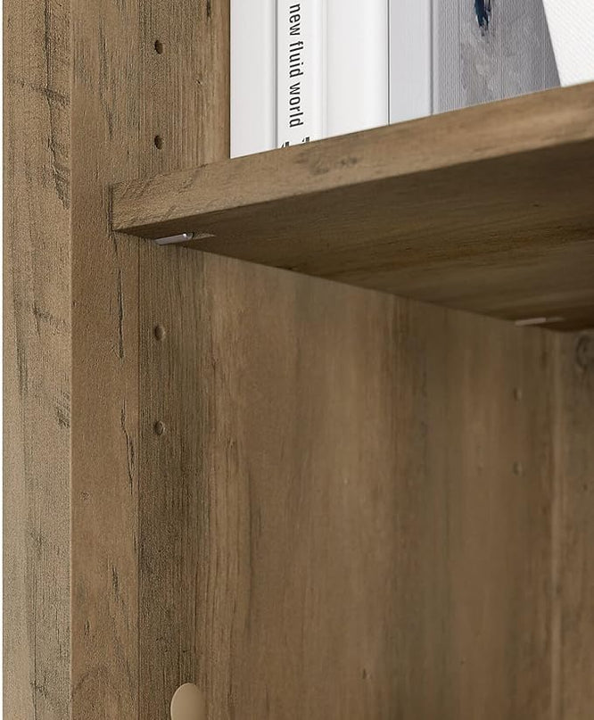 Bush Furniture Salinas Tall 5 Shelf Bookcase in Reclaimed Pine - LeafyLoom