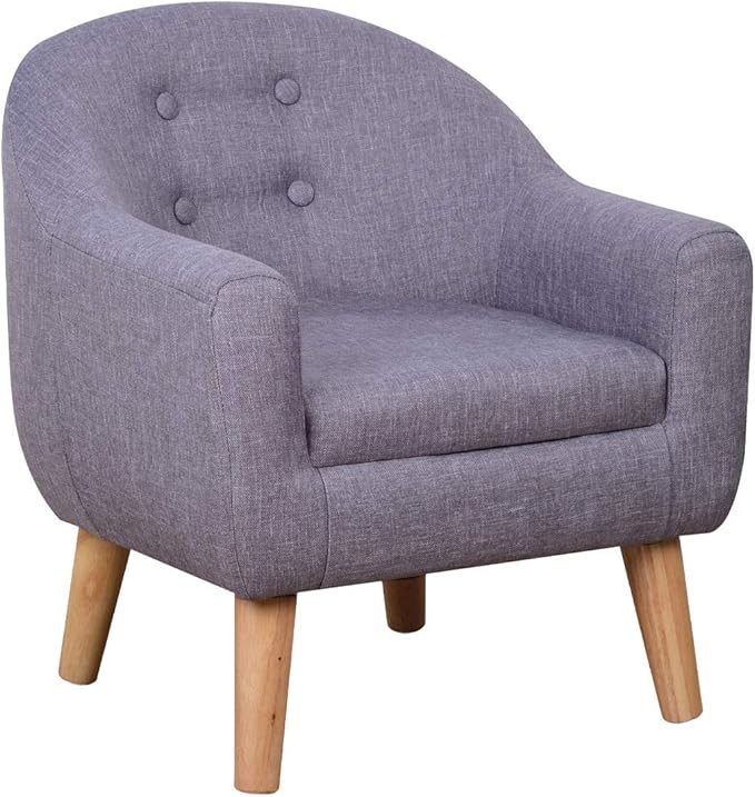 Single Linen Fabric Kids Armchair, Toddler Sofa and Couch with Wooden Legs, Children Chair Seat for Children Gift (Gray) - LeafyLoom